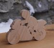 moto et motard puzzle 5 pieces en bois de hetre fait main