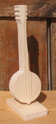 banjo en bois d'epicea massif hauteur 15 cm monté sur socle decoration musique table de mariage fait main