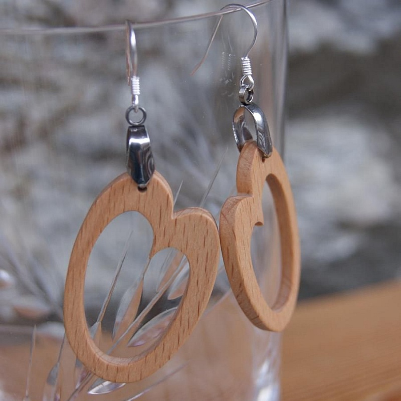 Boucles D'oreilles Créoles En Bois Naturel Marron Fait Main - 81stgeneration