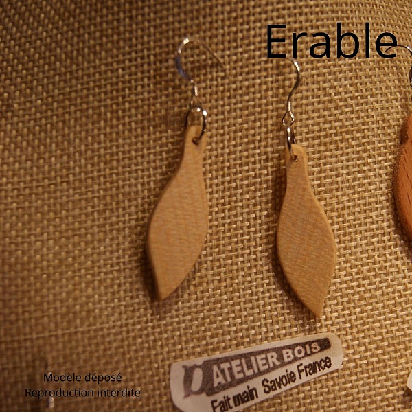 boucles d'oreilles bijoux bois fabrication artisanale 