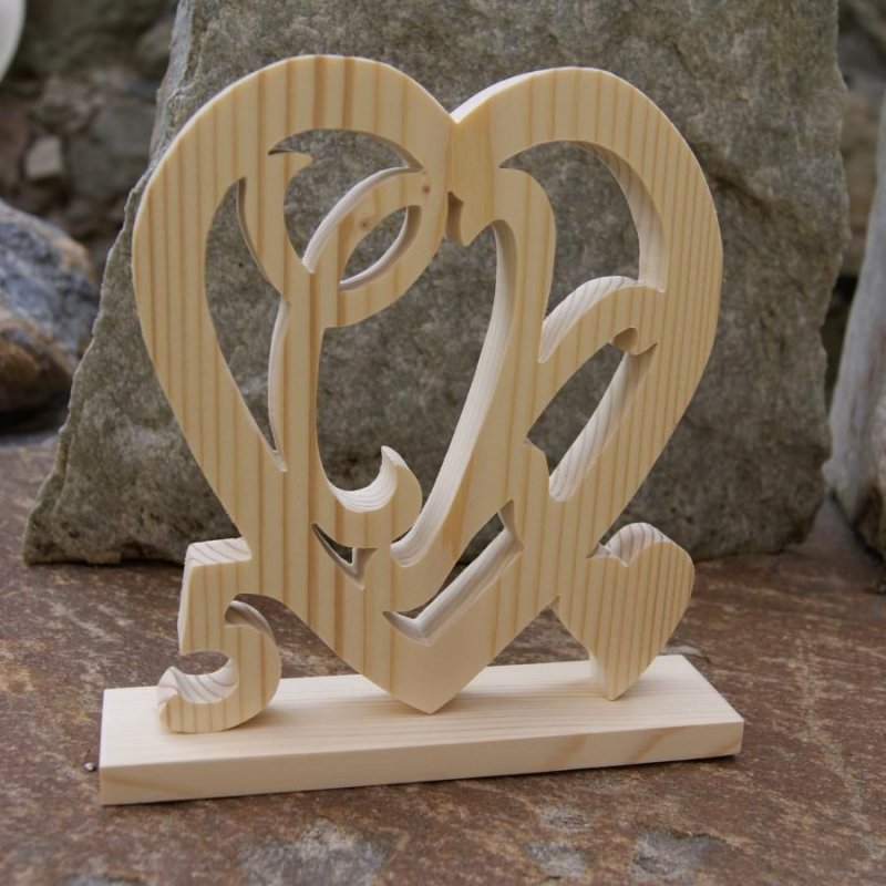 Cadeaux Coeur noce de bois, 5 ans de mariage, initiales personnalisées