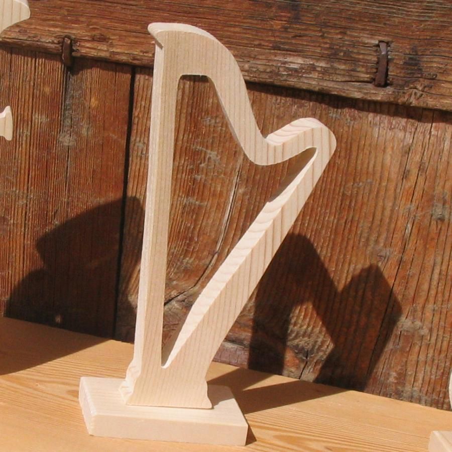 harpe montée sur socle decoration mariage centre de table musique bois massif fait main cadeau harpiste