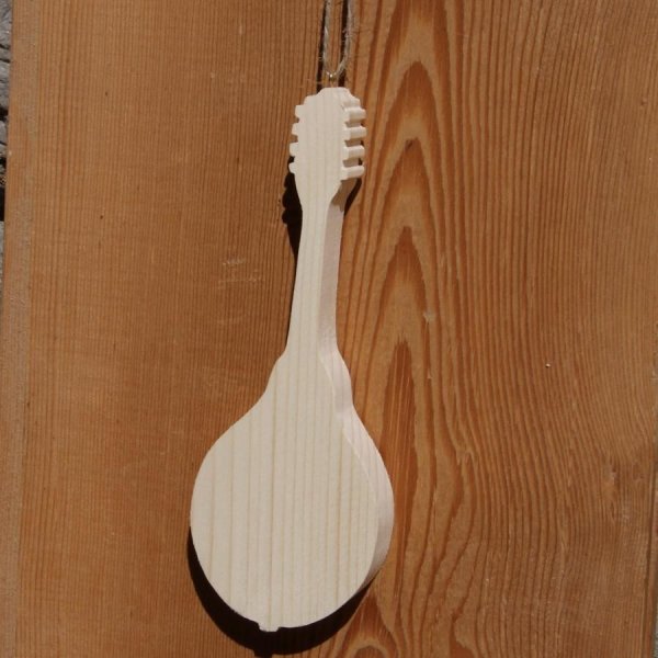 Mandoline en bois massif ht15cm, décoration mariage musical cadeau musicien fait main