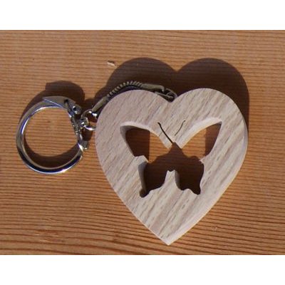 Porte Clef Animaux En Bois Porte Clef Coeur Et Papillon Fait Main En Bois De Hetre Massif