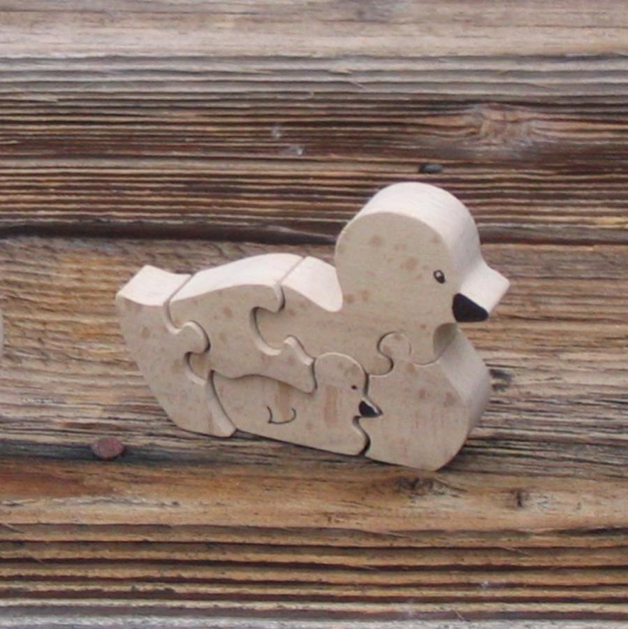 Puzzles animaux en bois canard et son caneton 5 pièces en Hêtre, animaux de la ferme