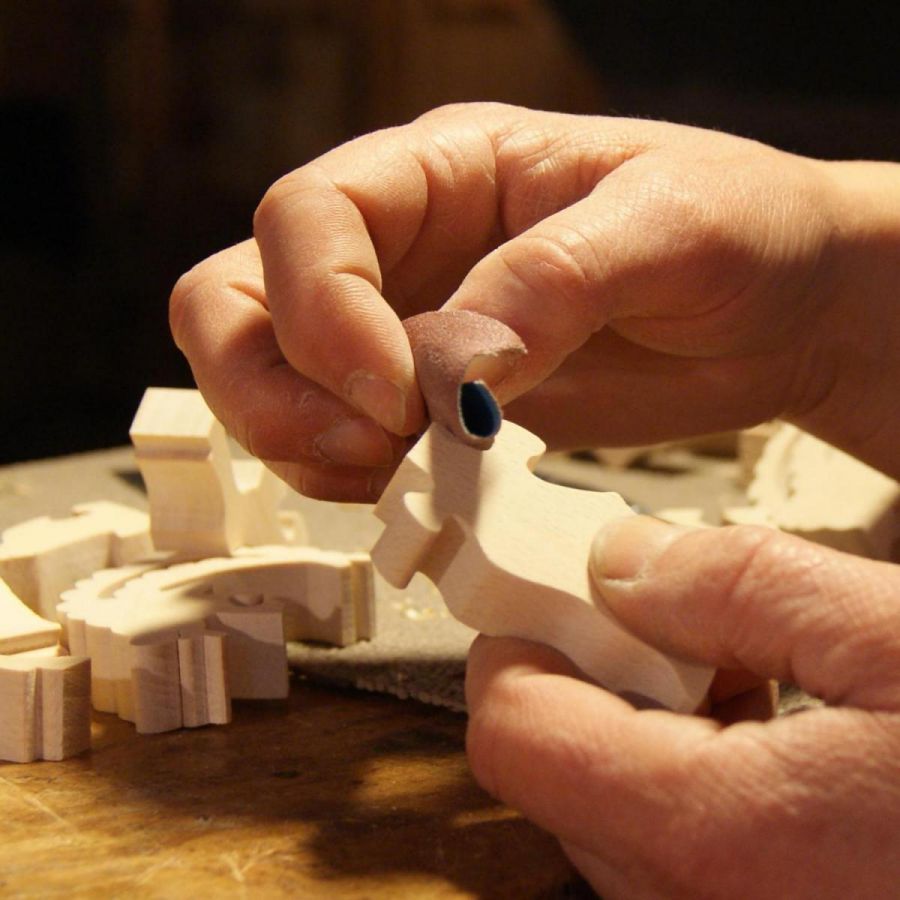 Puzzle bois massif 5 pièces lapin Hetre fabrication artisanale, animal de la ferme