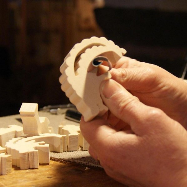 Puzzle  bois 3 pièces souris hetre fabrication artisanale