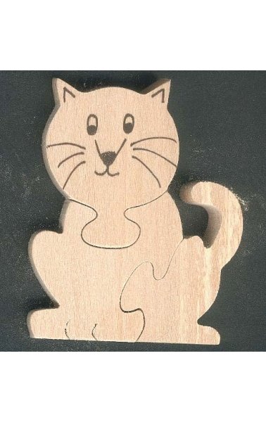 Puzzle Bois : Animaux : Puzzle Bois 3 Pièces Chat, Chaton Hetre ...