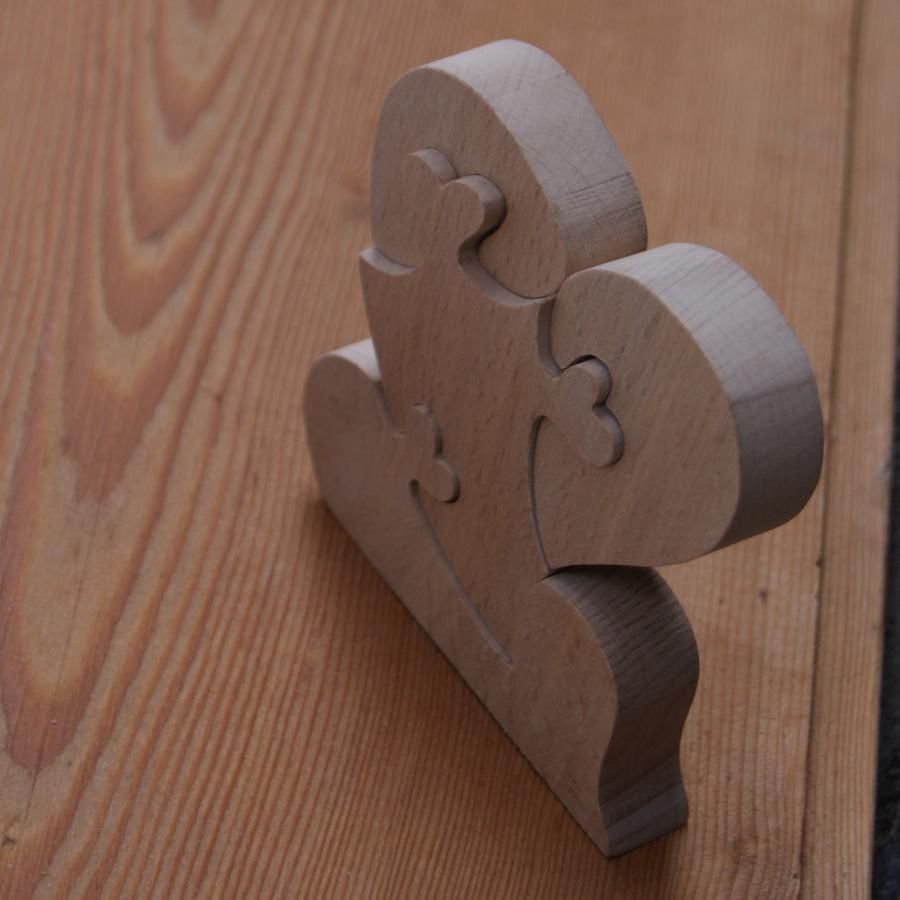 puzzle coeur 4 pieces en bois, cadeau noce de bois, saint valentin, fait main