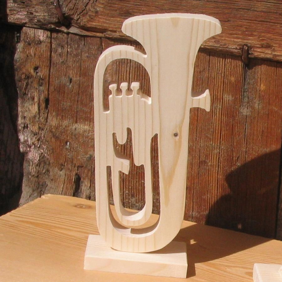 tuba monté sur socle en bois massif decoration mariage theme musique cadeau musicien tubiste fait main