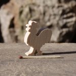 Figurine miniature coq en bois, loisirs créatifs, erable