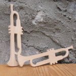 Figurine trompette 3mm bois d'erable massif decoupé a la main, miniature décorative, embellissement scrapbooking musique
