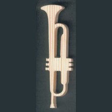 Trompette en bois  d'epicea massif lg15cm décoration musicale fait main