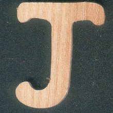 Lettre J en bois de frene, hauteur 5 cm