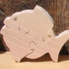 Puzzle en bois poisson 3 pièces Hetre massif, fabrication artisanale